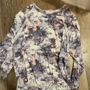 Long sleeve waffle knit shirt